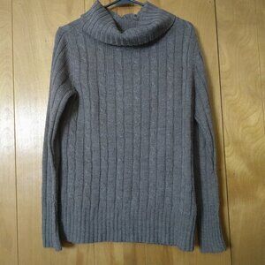 New York & Company Women's Medium Cable Knit Cowl Neck Sweater Brown Pullover